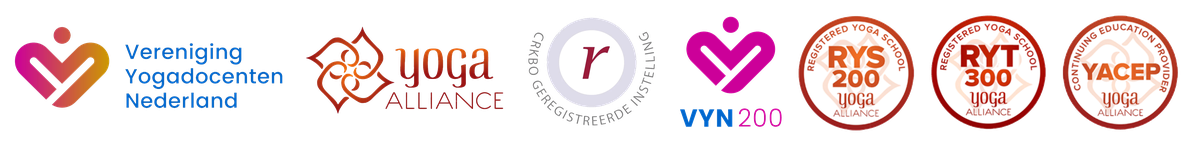 Erkenningen SanaYou YOGAcademy — Vereniging Yogadocenten Nederland, Yoga Alliance, CRKBO, VYN200, RYS200, RYT300, YACEP