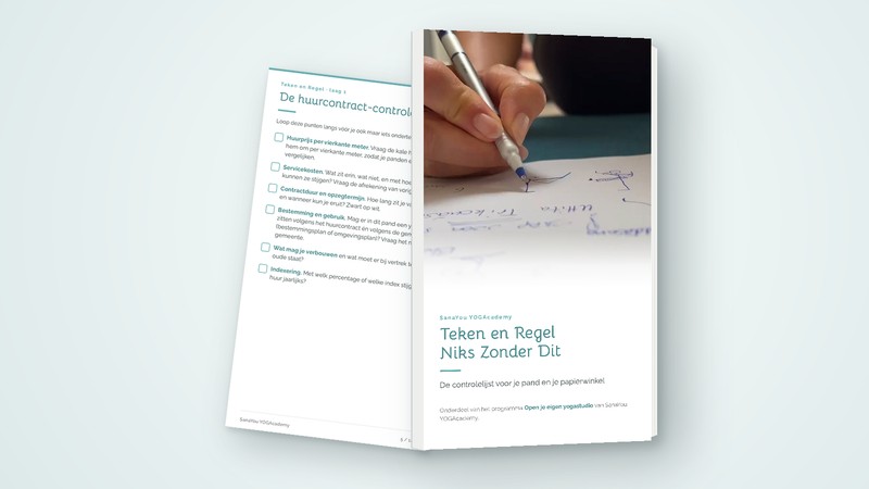 Mock-up van Teken en Regel Niks Zonder Dit, met de huurcontract-controlelijst ernaast