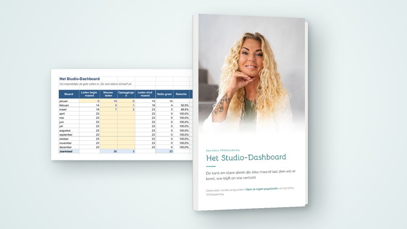 Mock-up van Het Studio-Dashboard, met de sheet ernaast